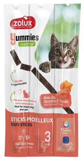 Zolux Yummies Miękki przysmak dla kota - Pałeczki Łosoś & Pstrąg 3x5g Zolux Yummies Miękki przysmak dla kota - Pałeczki Łosoś & Pstrąg 3x5g