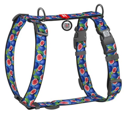 Collar WauDog Nylon Szelki nylonowe anatomiczne w kształcie litery H, z QR-paszportem, plastikowy fastex, wzór FIGA, rozmiar M 2