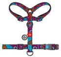 Collar WauDog Nylon Szelki nylonowe anatomiczne w kształcie litery H, z QR-paszportem, plastikowy fastex, wzór LATO, rozmiar M 2