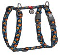 Collar WauDog Nylon Szelki nylonowe anatomiczne w kształcie litery H, z QR-paszportem, plastikowy fastex, wzór POMARAŃCZE, rozmi
