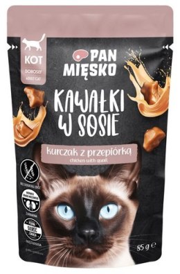 Pan Mięsko Karma mokra dla kota - kurczak i przepiórka kawałki w sosie saszetka 85g