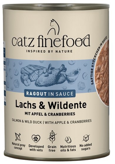 Catz Finefood Ragout N.605 Łosoś i Dzika Kaczka puszka 380g