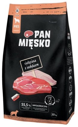 Pan Mięsko Karma sucha dla psa - cielęcina i indyk chrupki XL 9kg