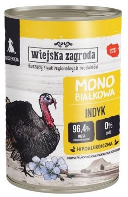 Wiejska Zagroda Monoproteinowa Indyk dla szczeniąt puszka 400g