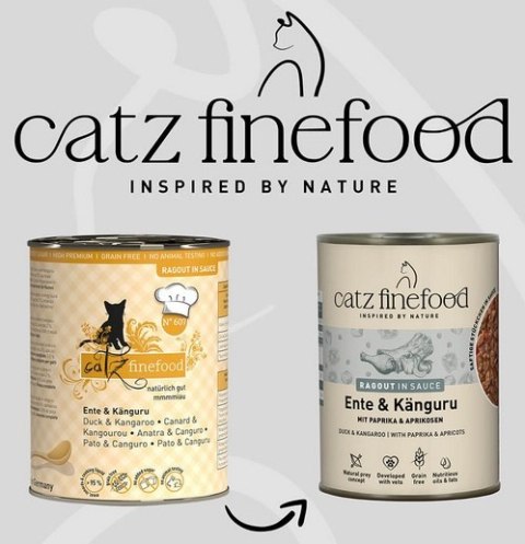 Catz Finefood Ragout in Sauce Kaczka i Kangur (N.607) puszka 380g