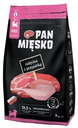Pan Mięsko Karma sucha dla psa - dla szczeniąt cielęcina i przepiórka chrupki L 9kg