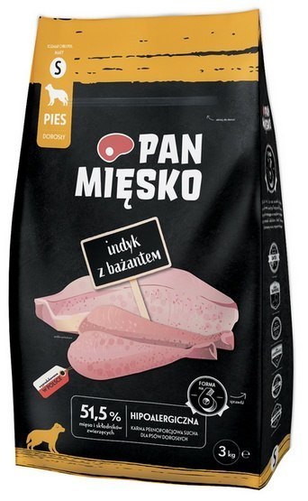 Pan Mięsko Karma sucha dla psa - indyk i bażant chrupki S 3kg