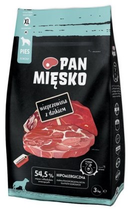 Pan Mięsko Karma sucha dla psa - wieprzowina i dzik chrupki XL 3kg