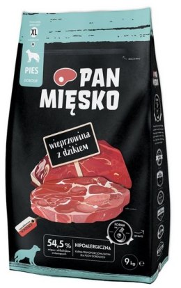 Pan Mięsko Karma sucha dla psa - wieprzowina i dzik chrupki XL 9kg