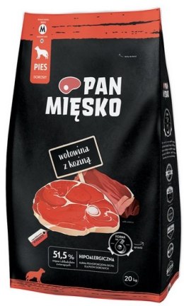 Pan Mięsko Karma sucha dla psa - wołowina i kozina chrupki M 20kg