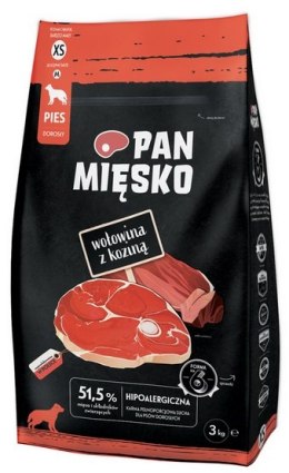 Pan Mięsko Karma sucha dla psa - wołowina i kozina chrupki XS 3kg