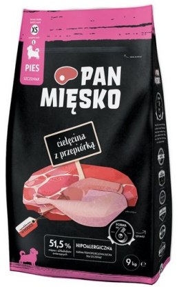 Pan Mięsko Karma sucha dla szczeniąt - cielęcina i przepiórka chrupki XS 9kg