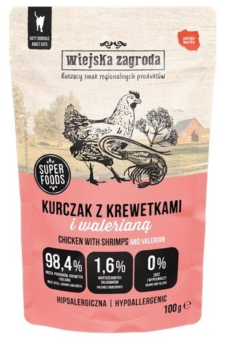 Wiejska Zagroda Kot Kurczak z krewetkami i walerianą saszetka 100g