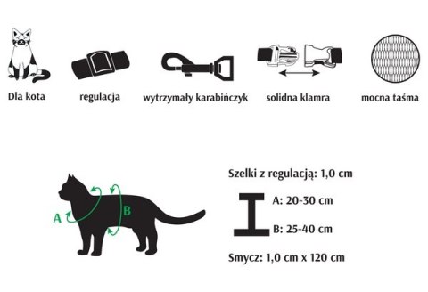 Dingo Komplet dla kota - Smycz i szelki Tropical Splash