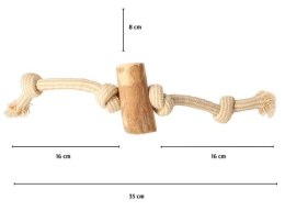 Dingo Psia-Kawka Gryzak z drewna kawowego sznur 4 węzły 35cm