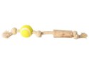 Dingo Psia-Kawka Gryzak z drewna kawowego sznur z piłką tenisową 33cm