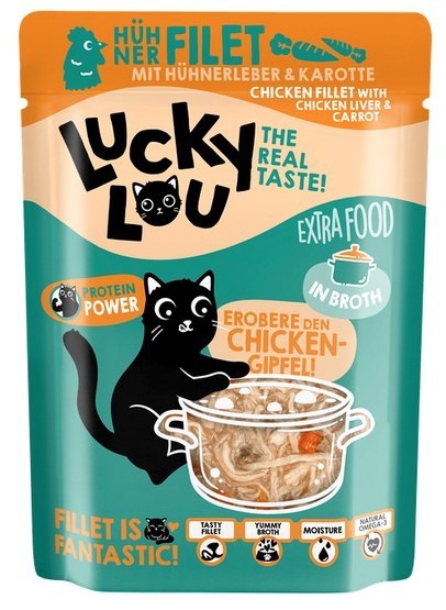 Lucky Lou Extrafood Kurczak i wątróbka z kurczaka w bulionie saszetka 70g