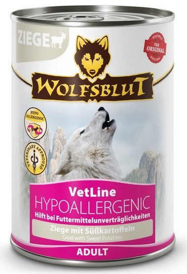 Wolfsblut Dog VetLine Hypoallergenic Goat - koza i bataty puszka 395g