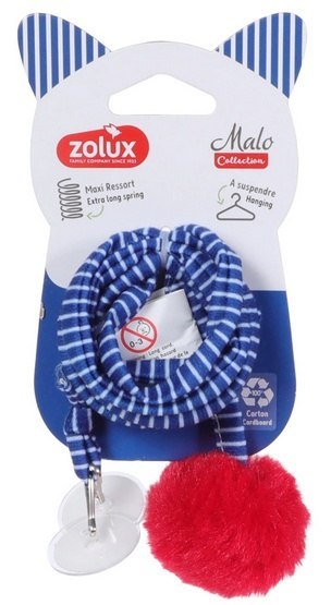Zolux Zabawka zawieszana dla kota Pompon ze sprężyną Malo 80cm niebieski