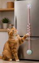 Zolux Zabawka zawieszana dla kota Pompon ze sprężyną Malo 80cm różowy